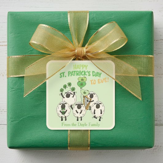 Funny Happy St Patrick's Day to Ewe Irish Sheep スクエアシール