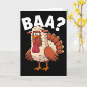 Funny Happy Thanksgiving Turkey A Lamb Costume  カード (黄色い花)