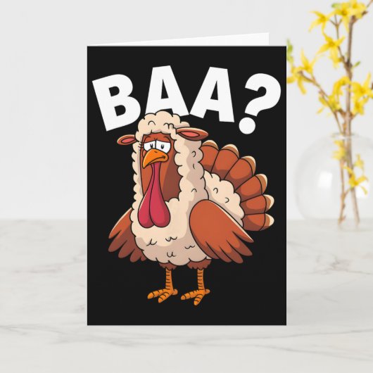 Funny Happy Thanksgiving Turkey A Lamb Costume カード (黄色い花)