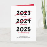 Funny Happy Valentine's Day シーズンカード<br><div class="desc">Funny happy valentine's day card featuring a simple white background that can be changed to any color,  the humorous saying "2021 single,  2022 still single,  2023 in a relationship",  and a extra text template underneath. This card has been left blank inside for you to write your own personal message.</div>