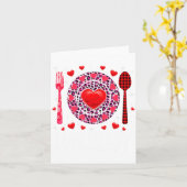 Funny Happy Valentines Day Lunch Lady Leopard Hea  カード (黄色い花)