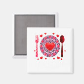 Funny Happy Valentines Day Lunch Lady Leopard Hea  マグネット (正面/裏面)