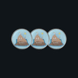 Funny happy walrus cartoon illustration ゴルフボールマーカー<br><div class="desc">Our happy walrus is sitting,  sunning himself on a rock in the ocean. Lots of fun for a walrus day in cartoon style!</div>