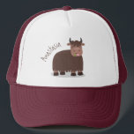 Funny happy yak eating grass cartoon illustration キャップ<br><div class="desc">This happy yak is drawn in fun cartoon style as he eats grass. Lots of bovine fun!</div>