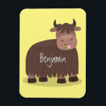 Funny happy yak eating grass cartoon illustration マグネット<br><div class="desc">This happy yak is drawn in fun cartoon style as he eats grass. Lots of bovine fun!</div>