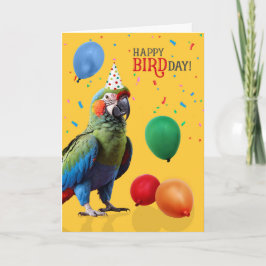 Funny Harlequin Macaw Parrot Birthday カード