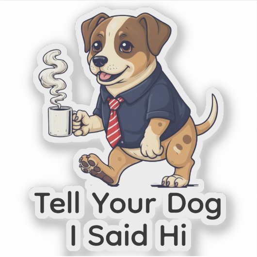 Funny Harrier Dog Business Suit Coffee シール (正面)