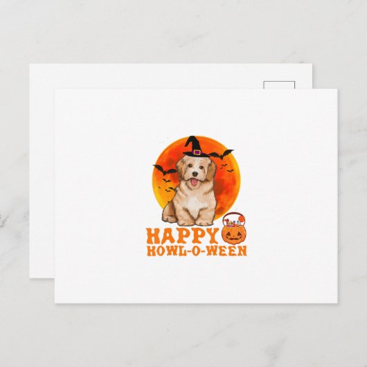 Funny Havanese Dog Halloween Happy ポストカード (正面/裏面)
