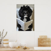 Funny Havanese Dog Print, Newspaper Bathroom ポスター (キッチン)