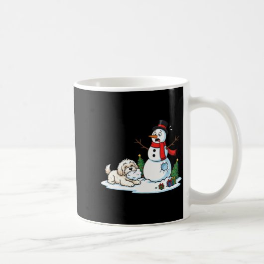 Funny Havanese Snowman Christmas Tree Xmas Womens コーヒーマグカップ (右)