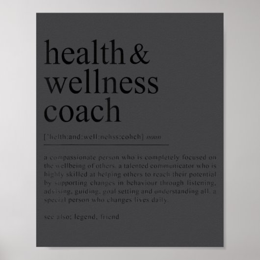 Funny Health Wellness Coach Quote Definition  ポスター (正面)