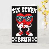 Funny Heart 67 Bruh Valentine Six Seven Meme Gen A カード (黄色い花)