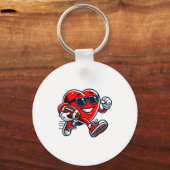 Funny Heart American Football Valentine Srts Women キーホルダー (正面)