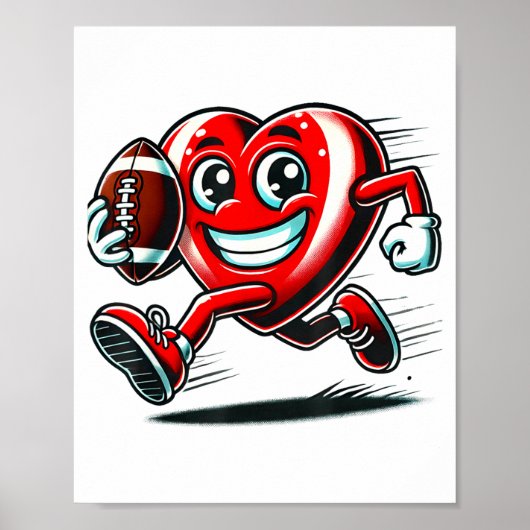 Funny Heart American Football Valentine Srts Women ポスター (正面)