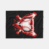 Funny Heart Baseball Drip Ice Cream Valentines Day フリースブランケット (正面(横))