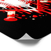 Funny Heart Baseball Drip Ice Cream Valentines Day ポスター (角)