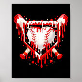 Funny Heart Baseball Drip Ice Cream Valentines Day ポスター (正面)