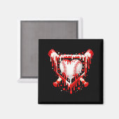 Funny Heart Baseball Drip Ice Cream Valentines Day マグネット (正面/裏面)