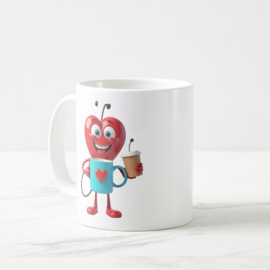 Funny Heart Coffee Mug コーヒーマグカップ (正面左)