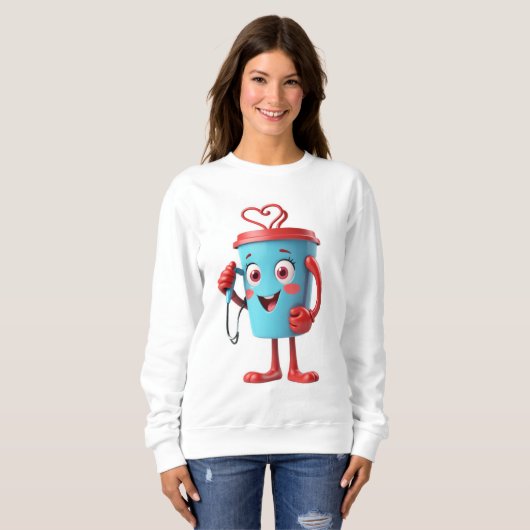 Funny Heart Coffee Sweatshirt スウェットシャツ (正面フル)