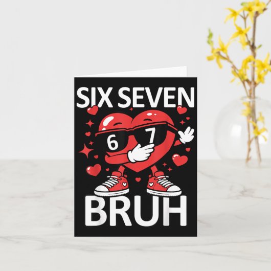 Funny Heart Dab 67 Valentine Bruh Six Seven Meme G カード (黄色い花)