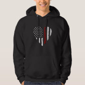 Funny Heart Firefighter Patriotic American US Flag パーカ (正面)