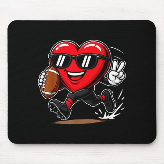 Funny Heart Playing Football Srts Lover Valentine  マウスパッド (正面)