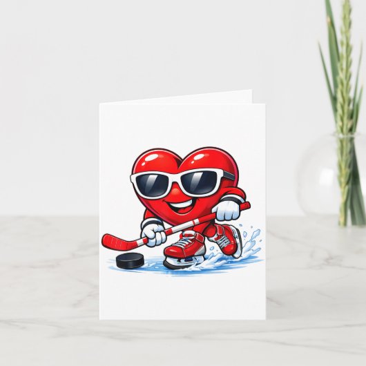 Funny Heart Playing Hockey Apparel カード (正面)