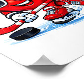 Funny Heart Playing Hockey Apparel  ポスター (角)