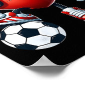 Funny Heart Playing Soccer Valentines Day Mens Boy ポスター (角)