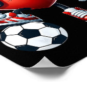 Funny Heart Playing Soccer Valentines Day Mens Boy ポスター (角)