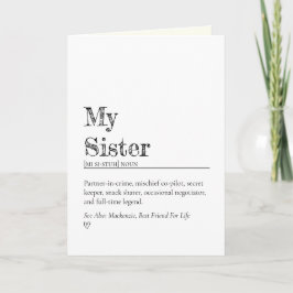 Funny Heartfelt Sister Definition Encouragement カード