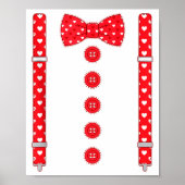 Funny Hearts Bow Tie Suspenders Valentine's Day Co ポスター (正面)
