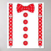 Funny Hearts Bow Tie Suspenders Valentine's Day Co ポスター (正面)