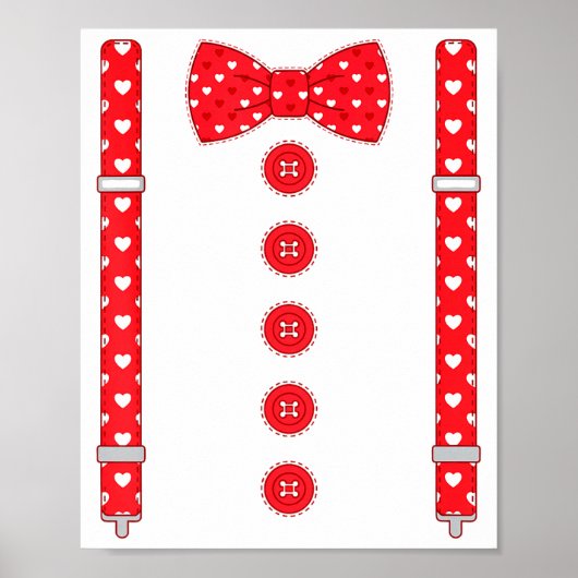 Funny Hearts Bow Tie Suspenders Valentine's Day Co ポスター (正面)