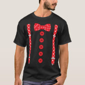 Funny Hearts Bow Tie Suspenders Valentine's Day Co Tシャツ (正面)