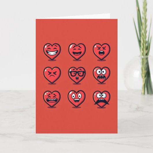 Funny Hearts Emoji Moods Card カード (正面)