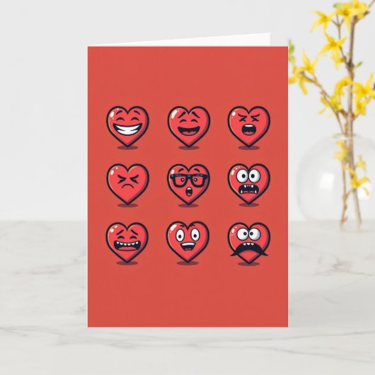 Funny Hearts Emoji Moods Card カード (黄色い花)