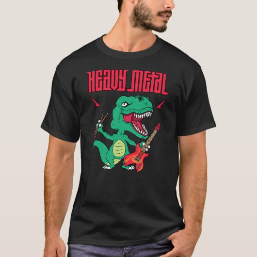 Funny Heavy Metal Dinosaur Design For Men Women an Tシャツ (正面)