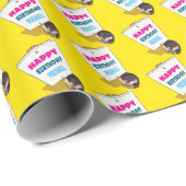 Funny Hedgehog Add The Name Happy Birthday Cartoon ラッピングペーパー (ロールコーナー)