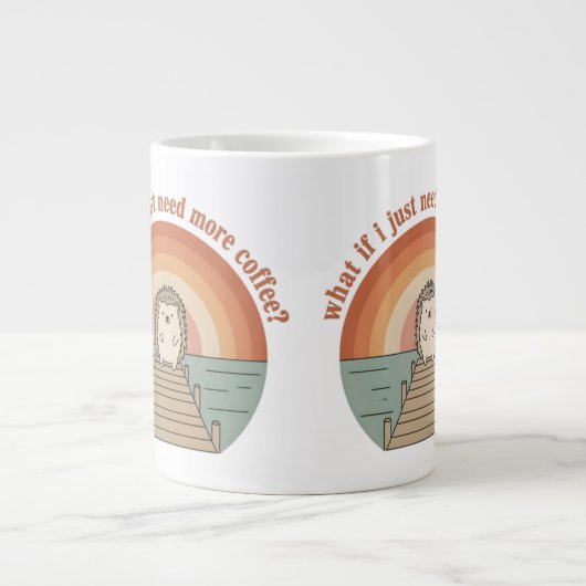 Funny Hedgehog Coffee Morning Slogan Mug ジャンボコーヒーマグカップ (正面)