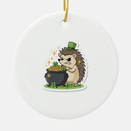 Funny Hedgehog Party Pooper St. Patrick’s Day セラミックオーナメント (正面)