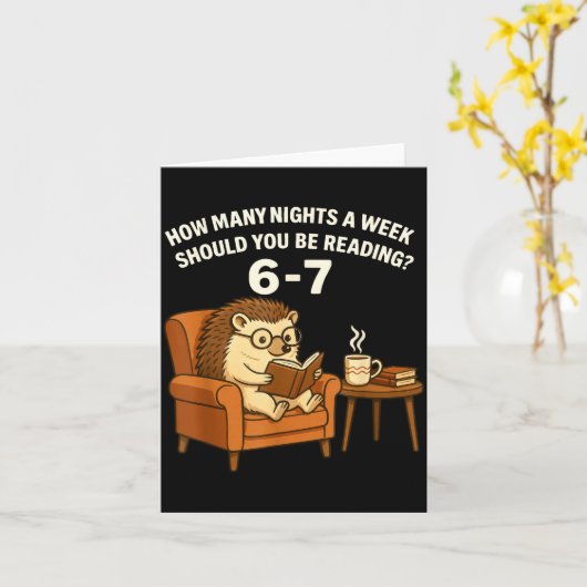 Funny Hedgehog Reading Book 67 Six Seven Meme  カード (黄色い花)