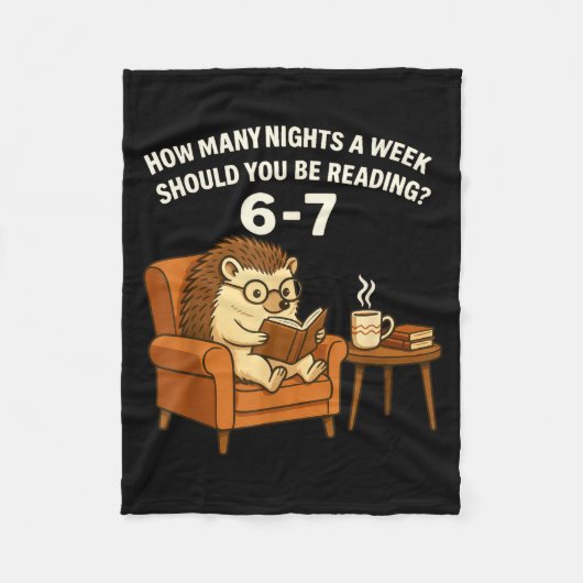 Funny Hedgehog Reading Book 67 Six Seven Meme  フリースブランケット (正面)