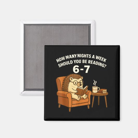 Funny Hedgehog Reading Book 67 Six Seven Meme  マグネット (正面/裏面)