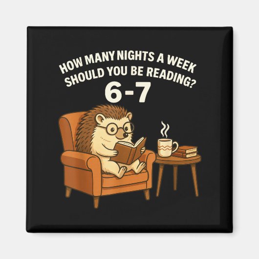 Funny Hedgehog Reading Book 67 Six Seven Meme  マグネット (正面)