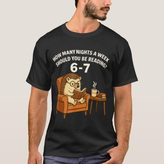 Funny Hedgehog Reading Book 67 Six Seven Meme  Tシャツ (正面)