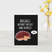 Funny Hedgehogs Why Don't They Just Share The Hedg カード (黄色い花)
