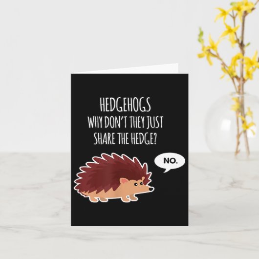 Funny Hedgehogs Why Don't They Just Share The Hedg カード (黄色い花)