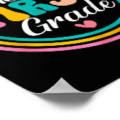 Funny Hello First Grade Pencil Circle Design  ポスター (角)